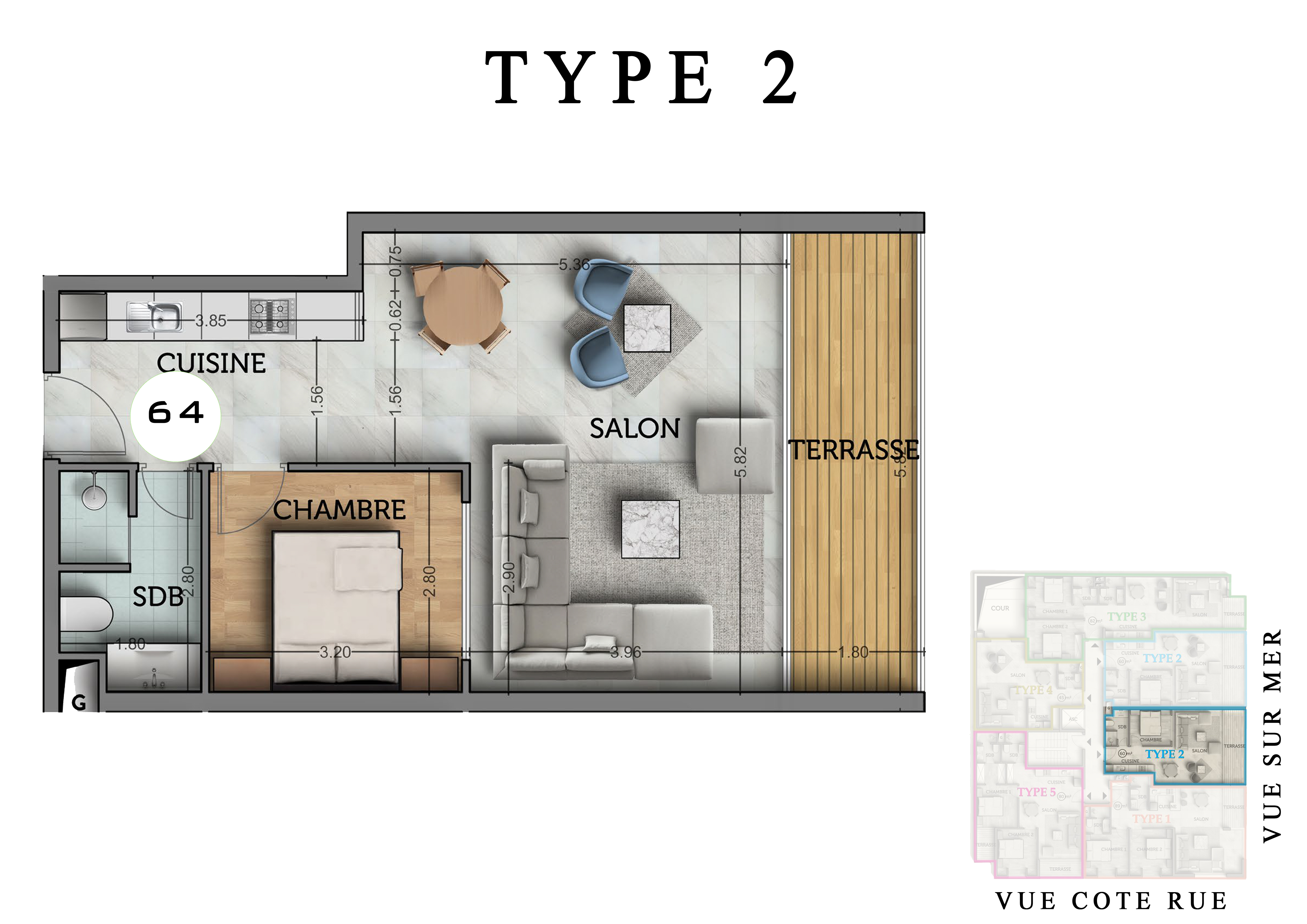 The View II — plan appartement Type 2
