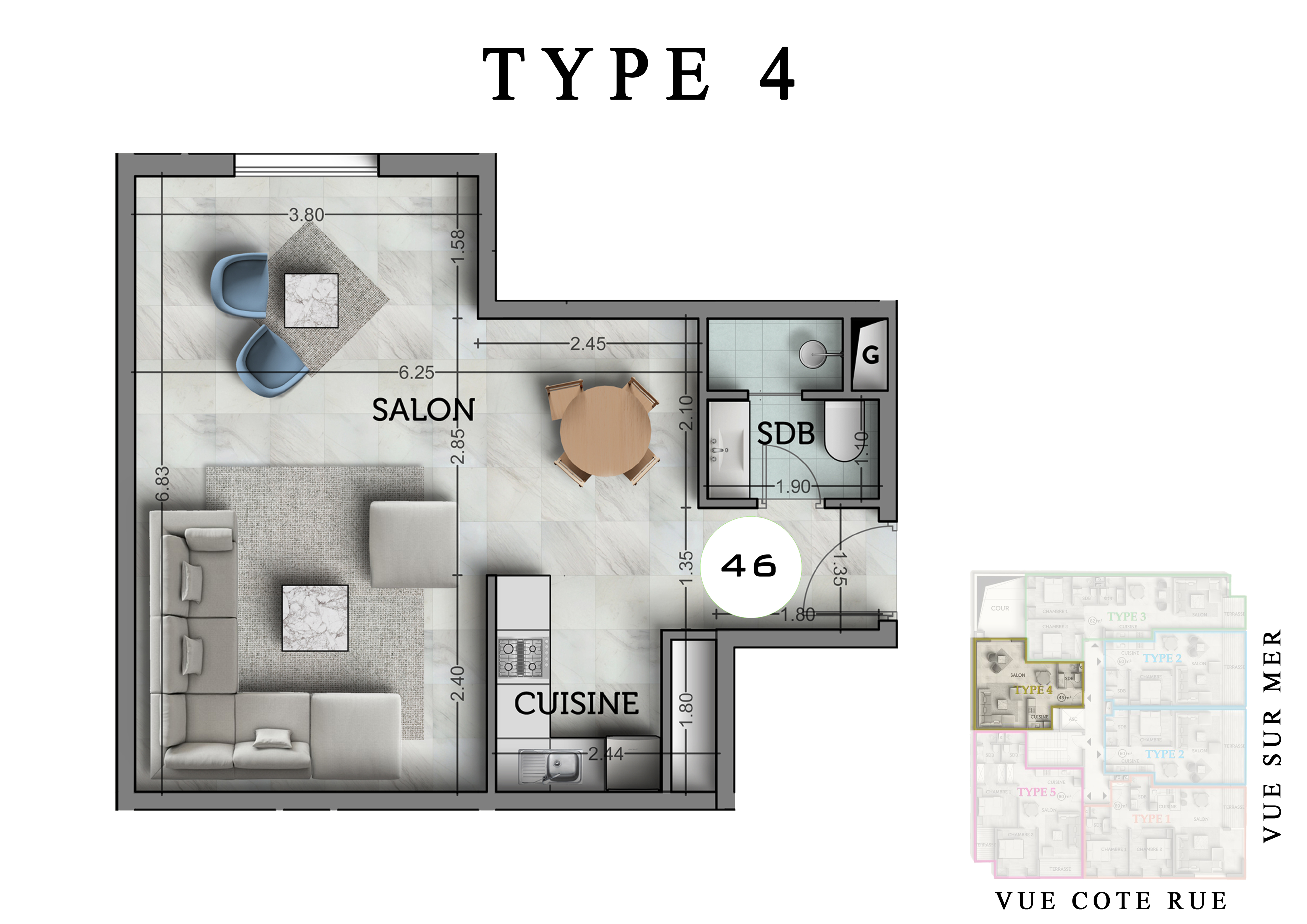 The View II — plan appartement Type 4