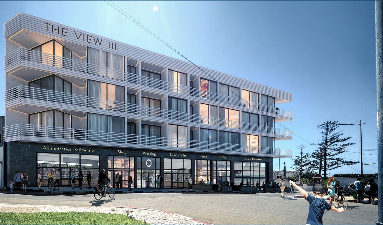 The View III — façade avec commerces au rez-de-chaussée