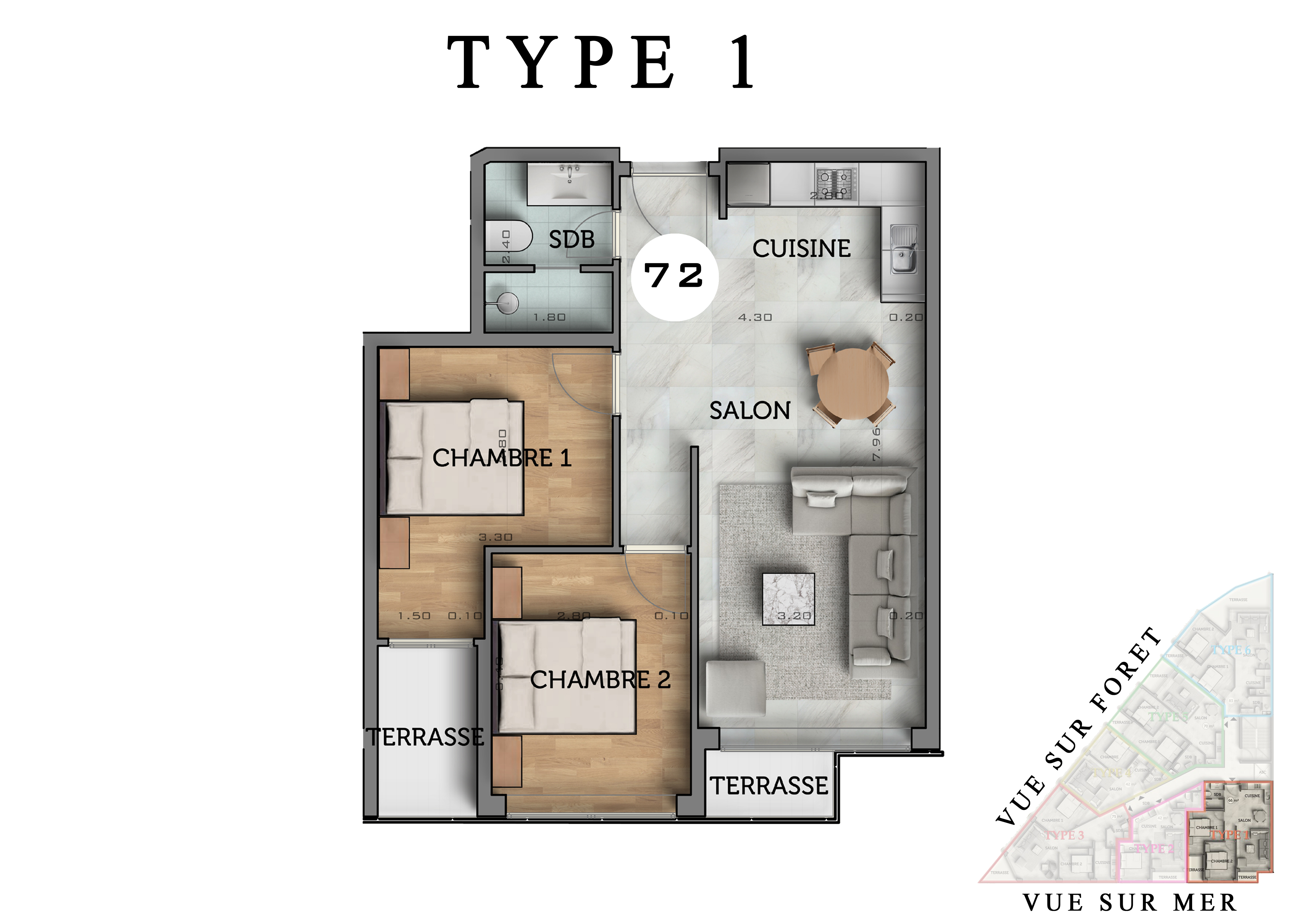 The View III — plan appartement Type 1