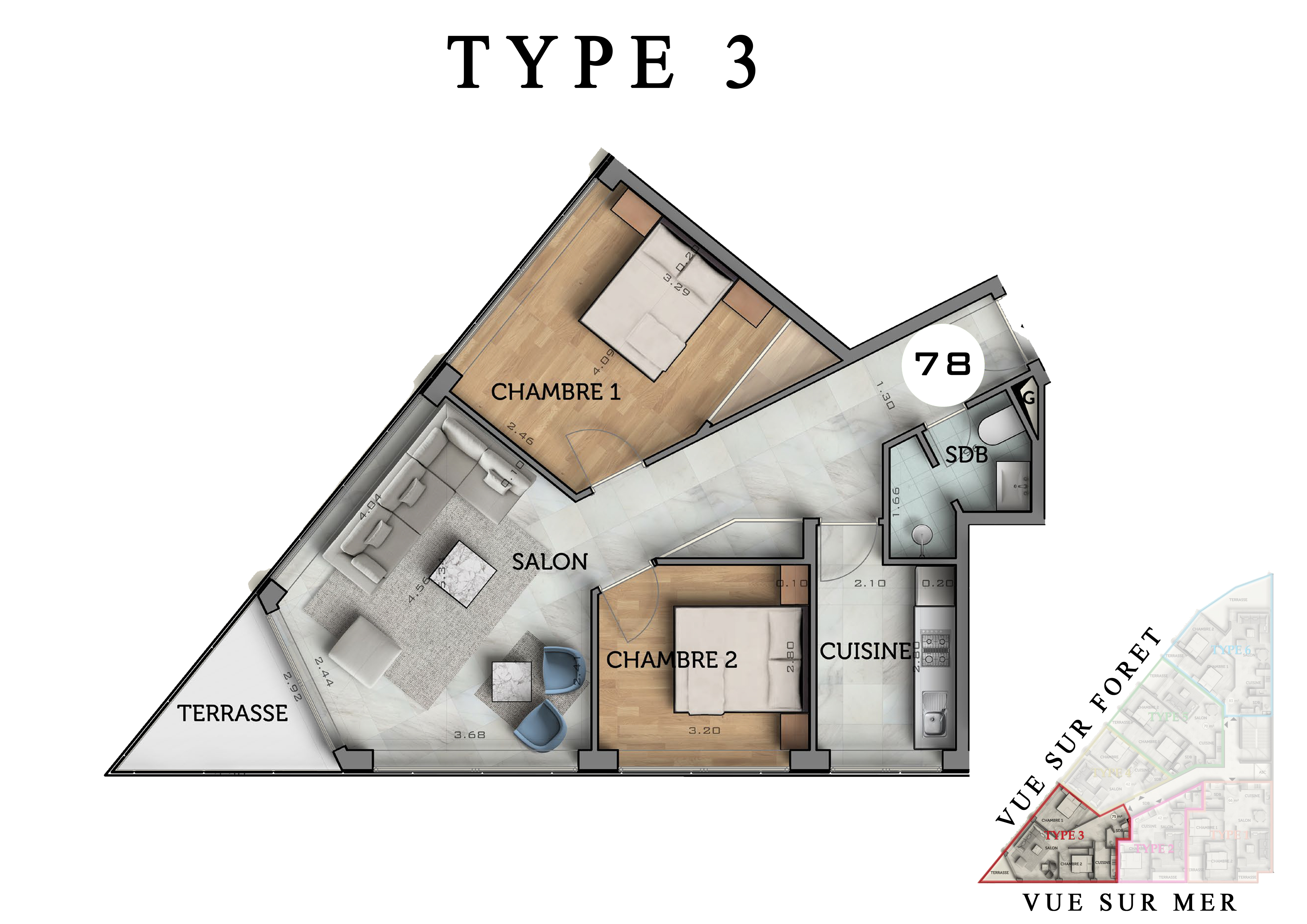 The View III — plan appartement Type 3