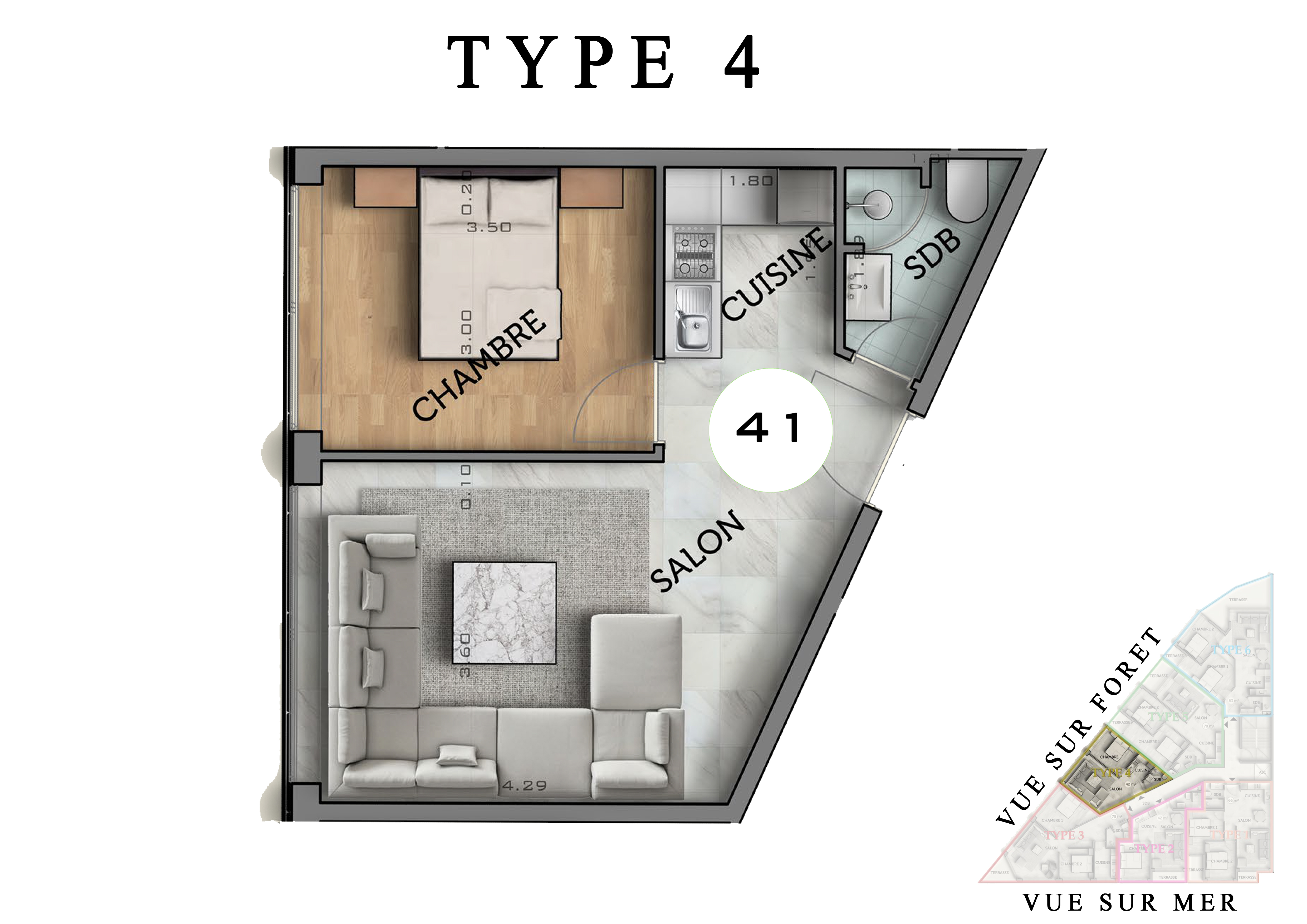 The View III — plan appartement Type 4