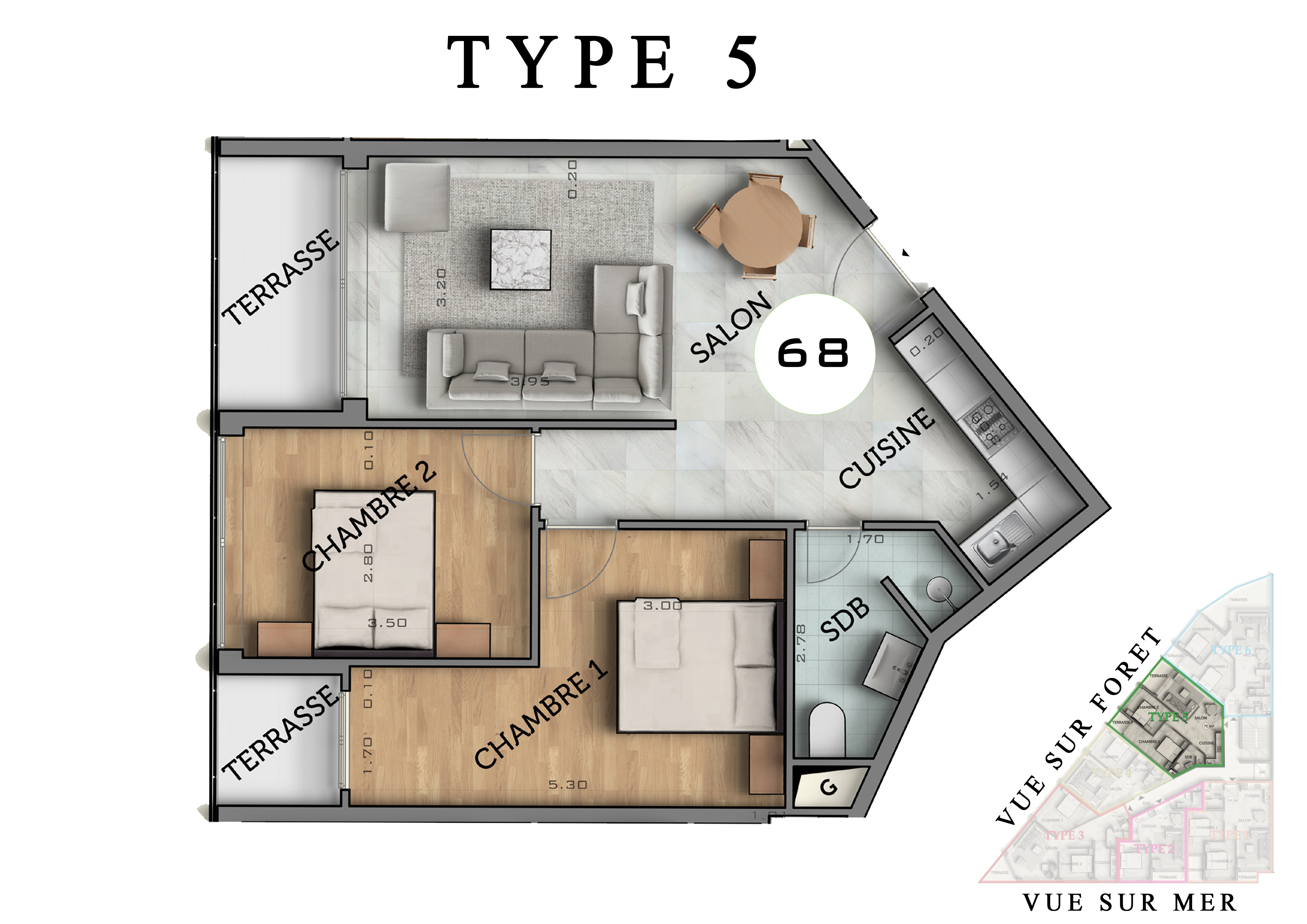 The View III — plan appartement Type 5