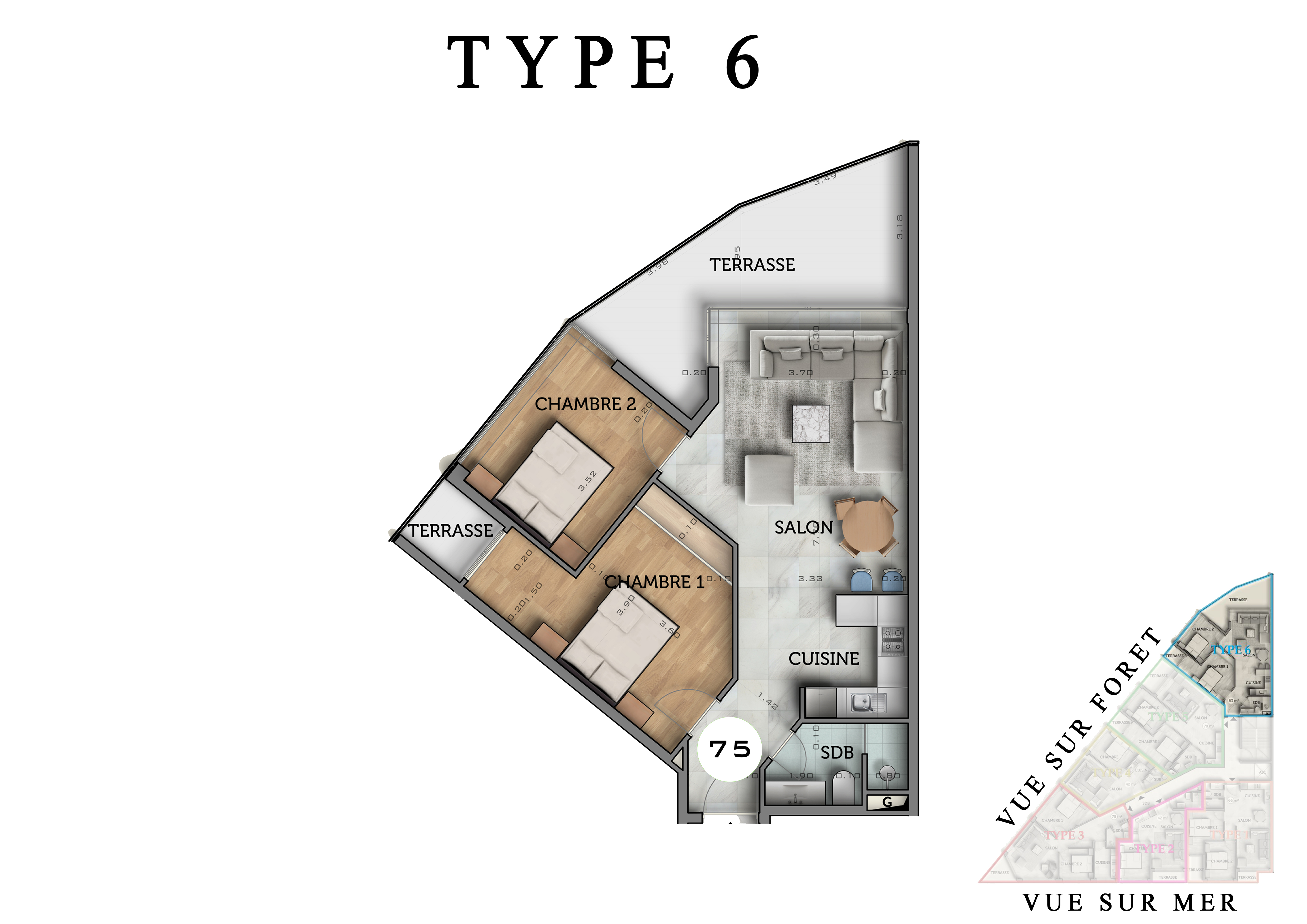 The View III — plan appartement Type 6