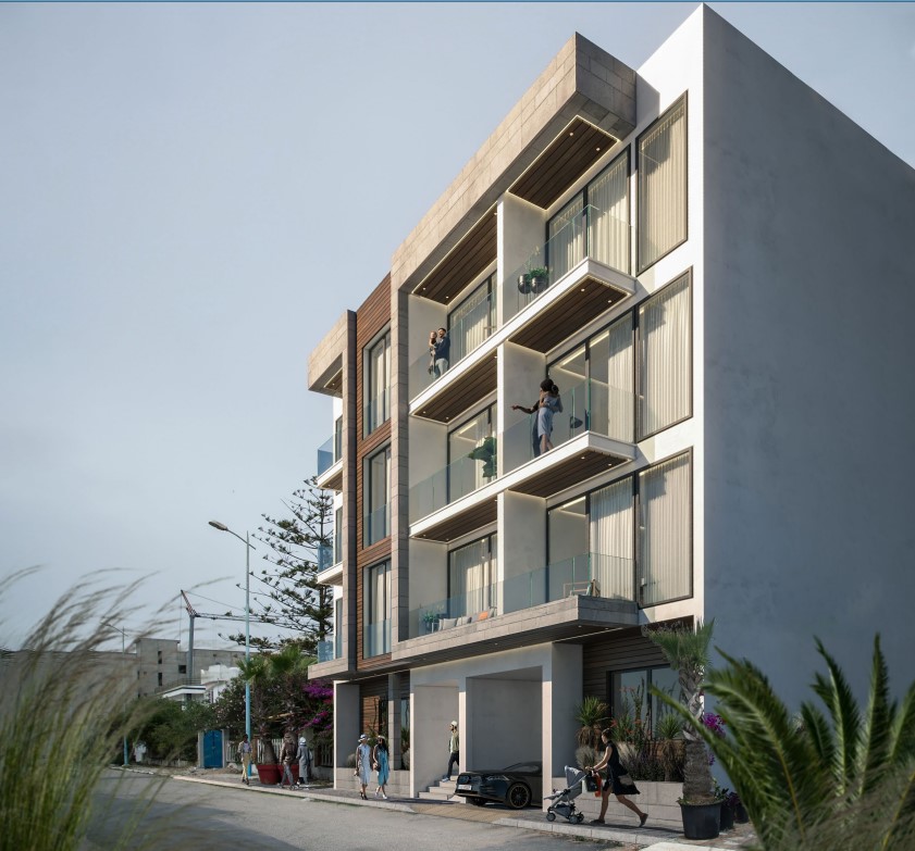 Résidence The View IV, signature blanc et bois d'ELG Living à Mehdia
