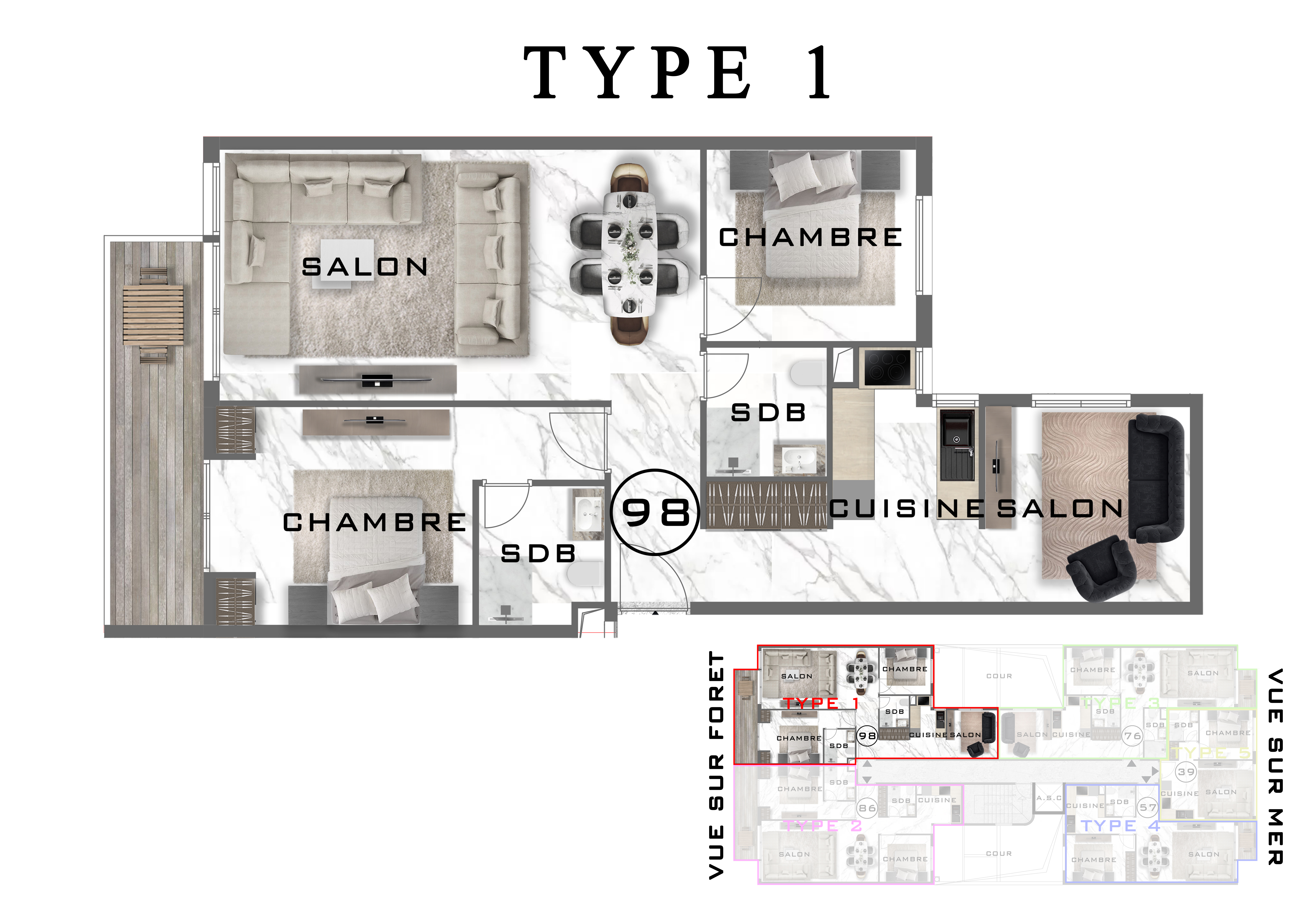The View IV — plan appartement Type 1