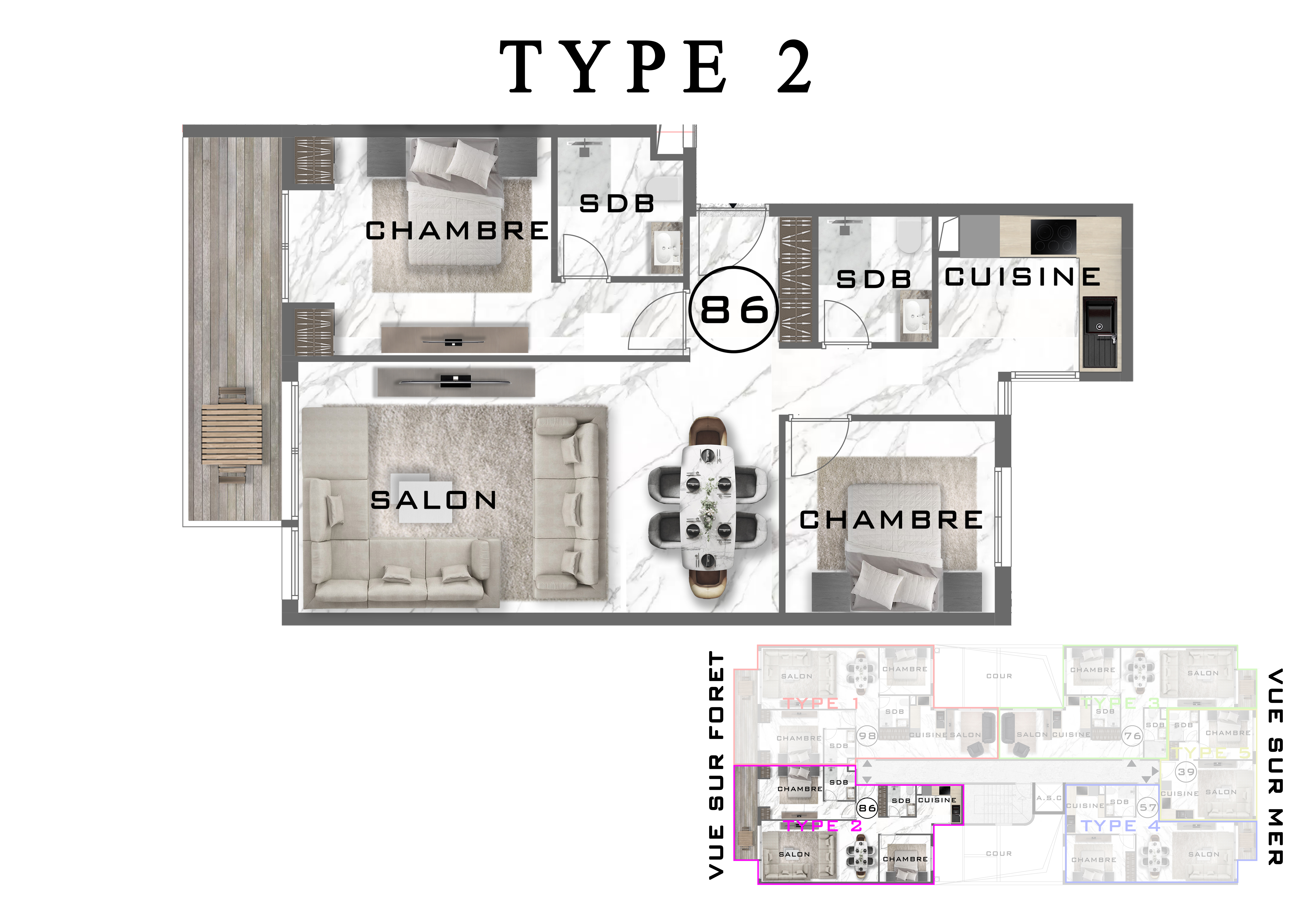 The View IV — plan appartement Type 2