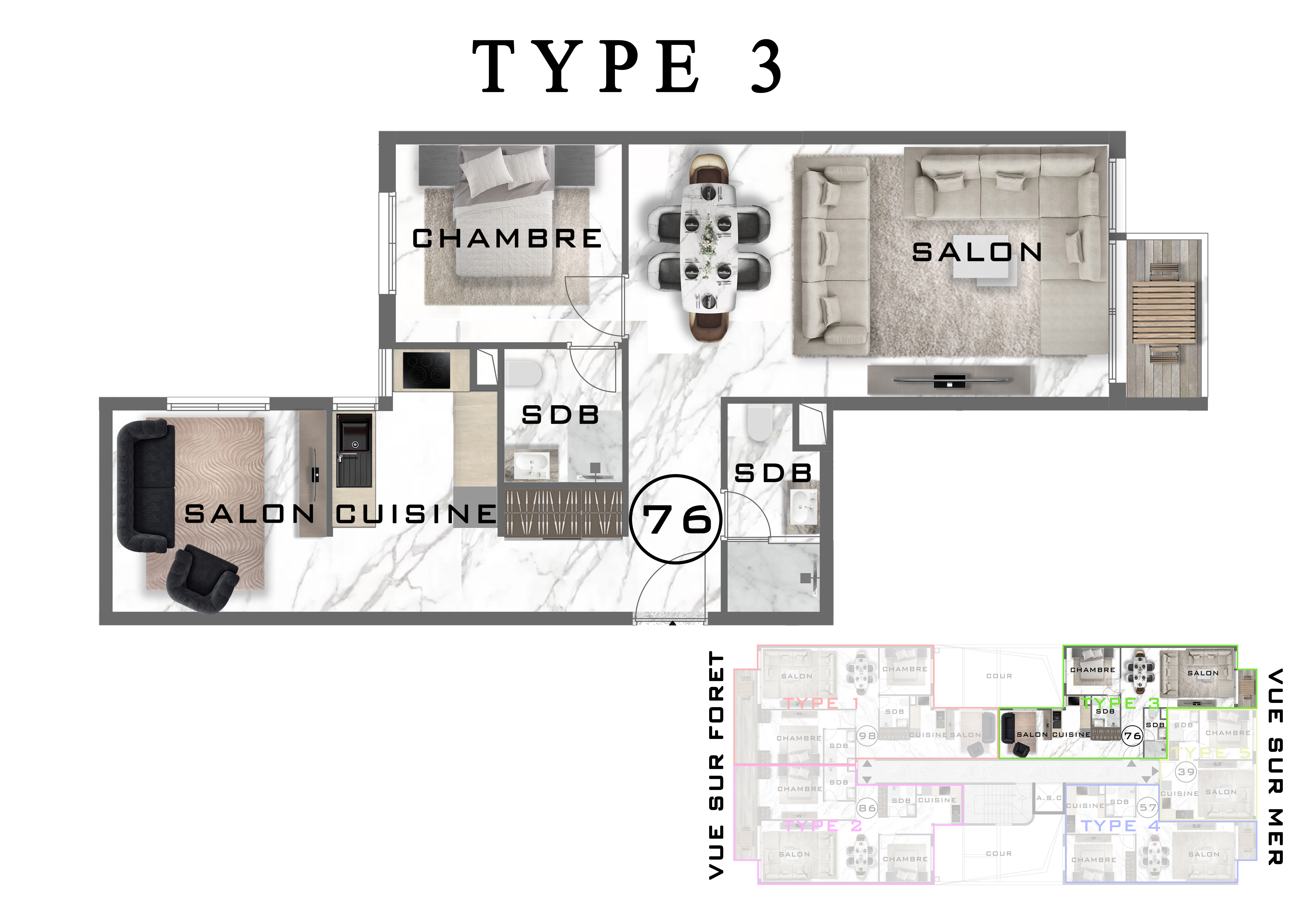 The View IV — plan appartement Type 3