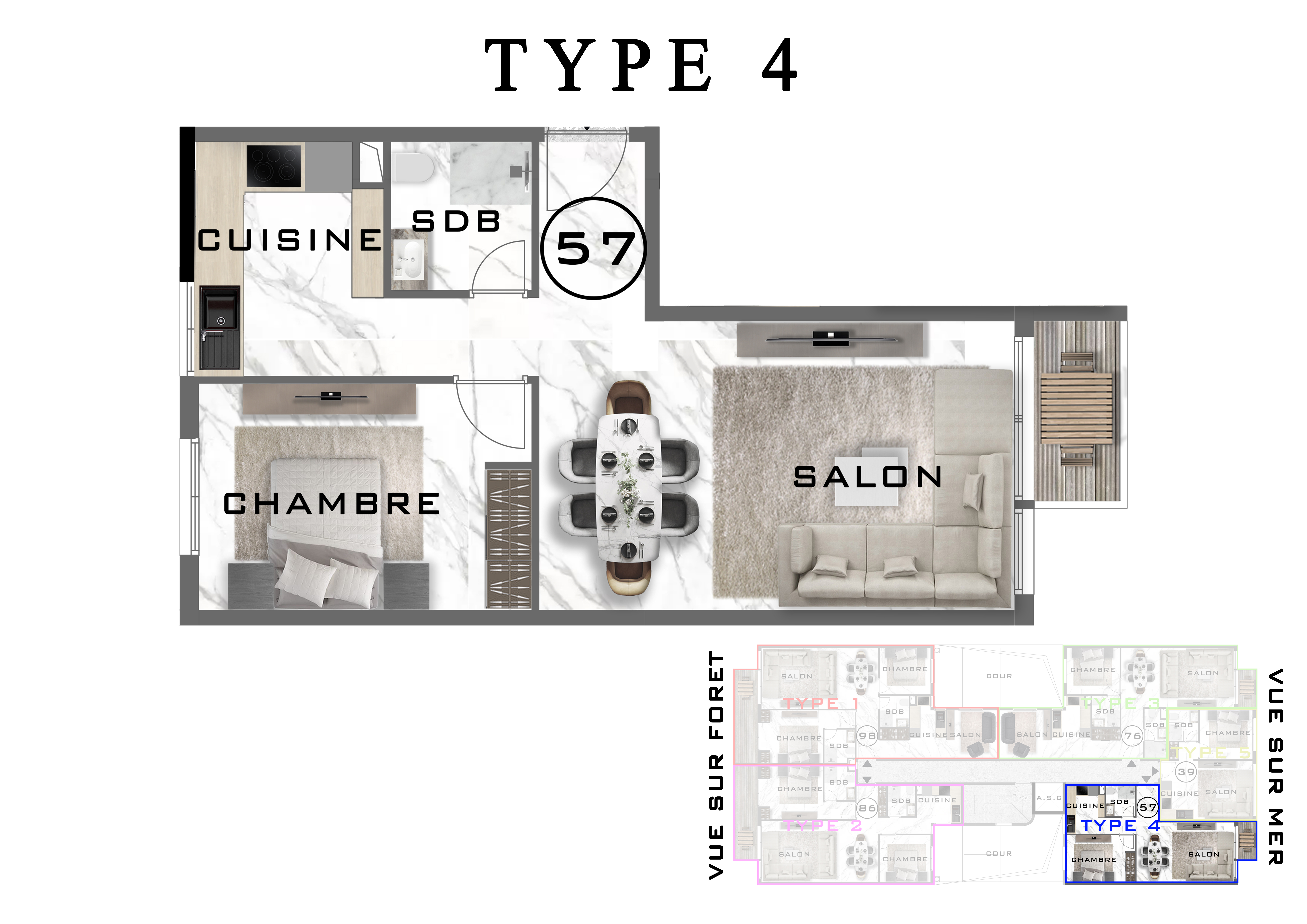The View IV — plan appartement Type 4